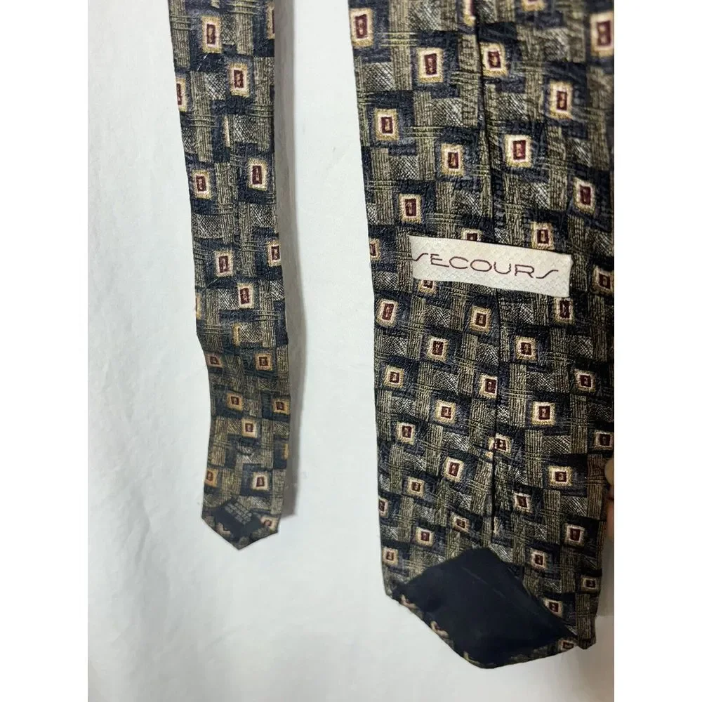 SECOURS  GEOMETRIC PATTERNED‎ NECK TIE BB3